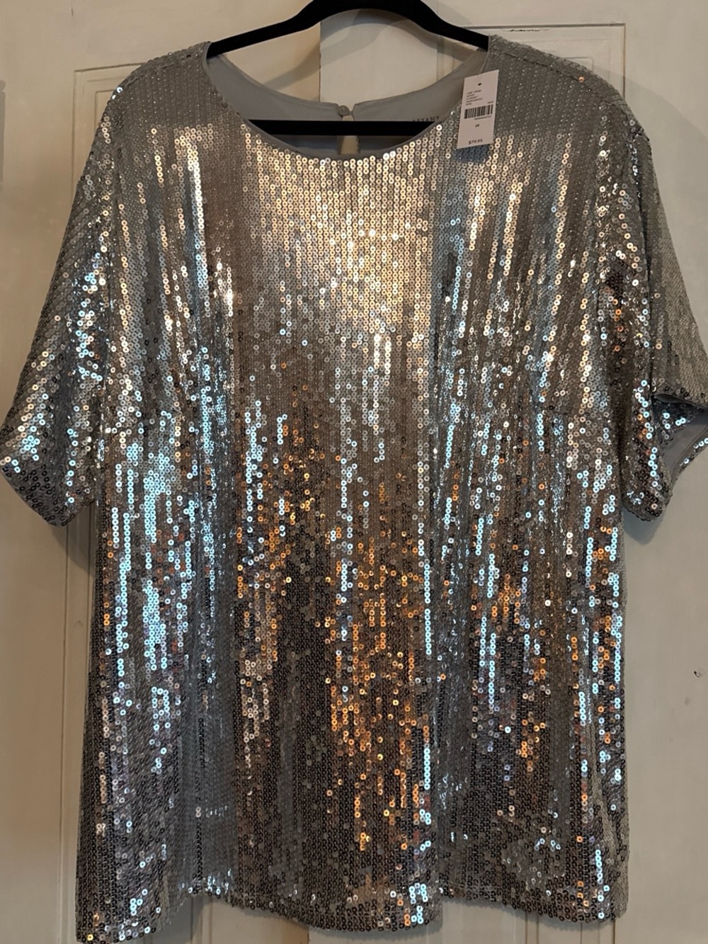 Lane Bryant Silver Sequin Short Sleeve Tee